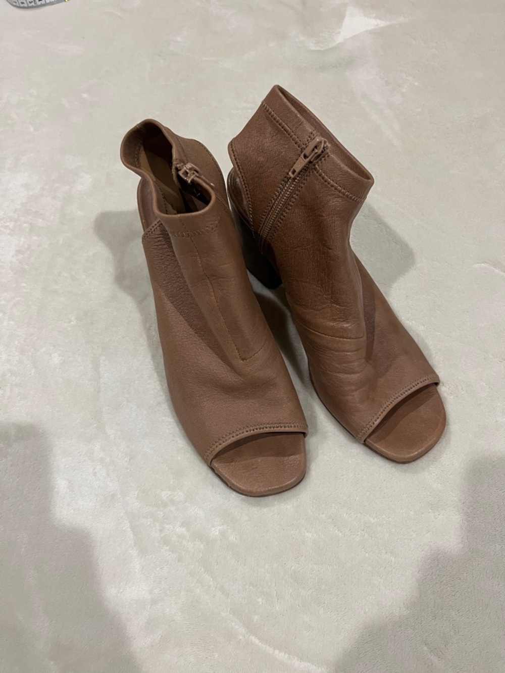 Steve Madden Brown Open-Toe Leather Ankle Booties